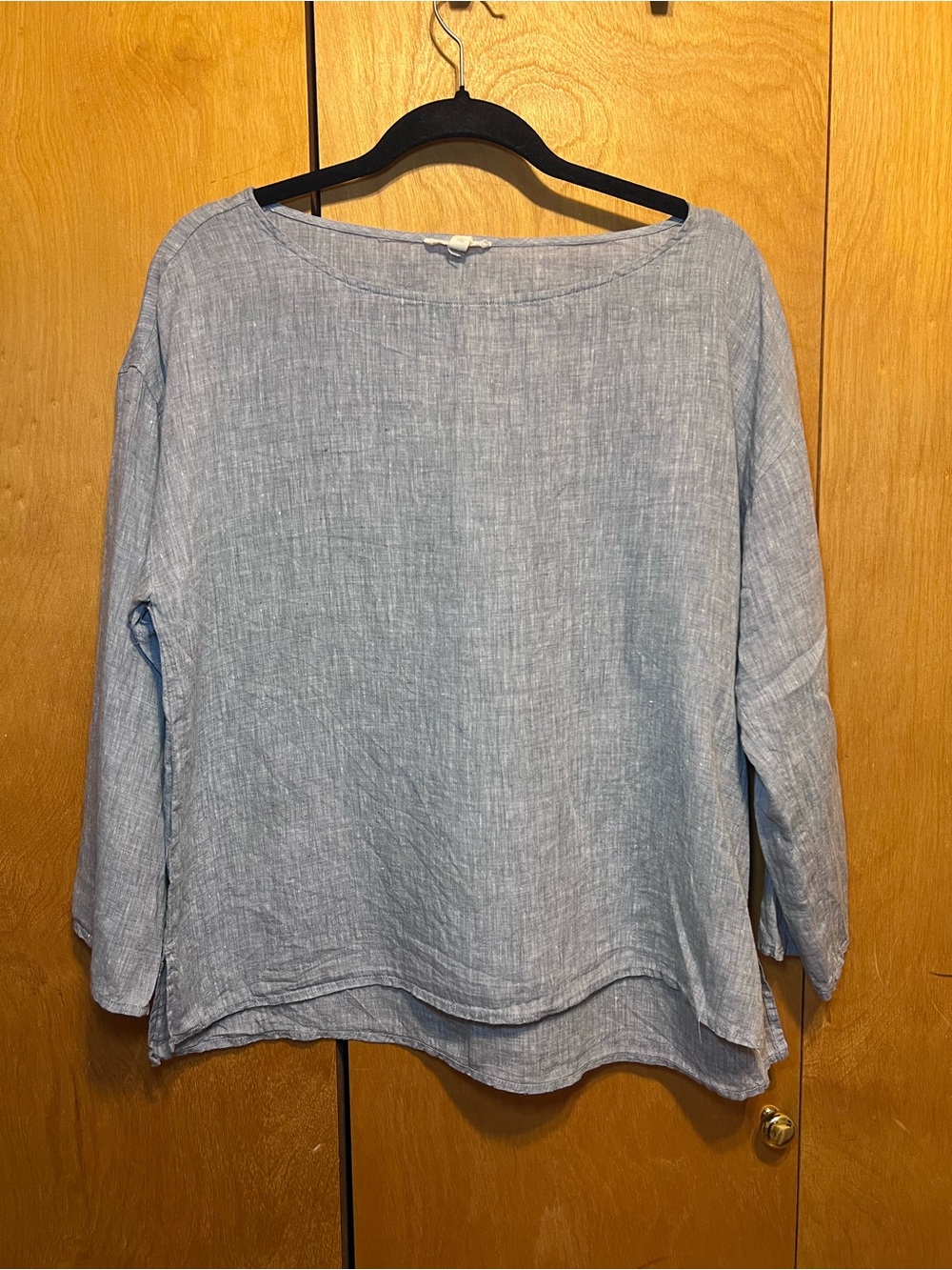 Eileen Fisher Chambray Organic Handkerchief Linen Box-Top - Medium